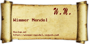 Wimmer Mendel névjegykártya